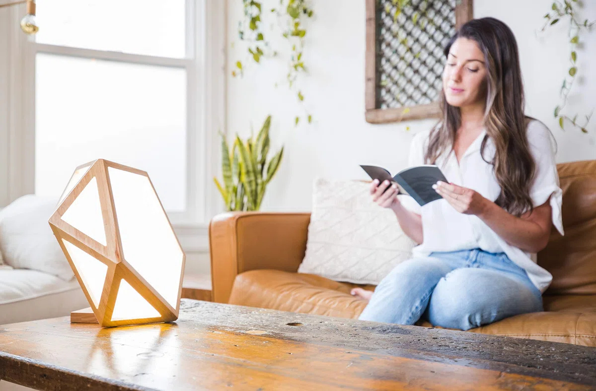 DayBright Light Therapy Lamp Full Spectrum, 10,000 LUX, UV-Free, Full Size, Adjustable Light Crafted from Solid Wood