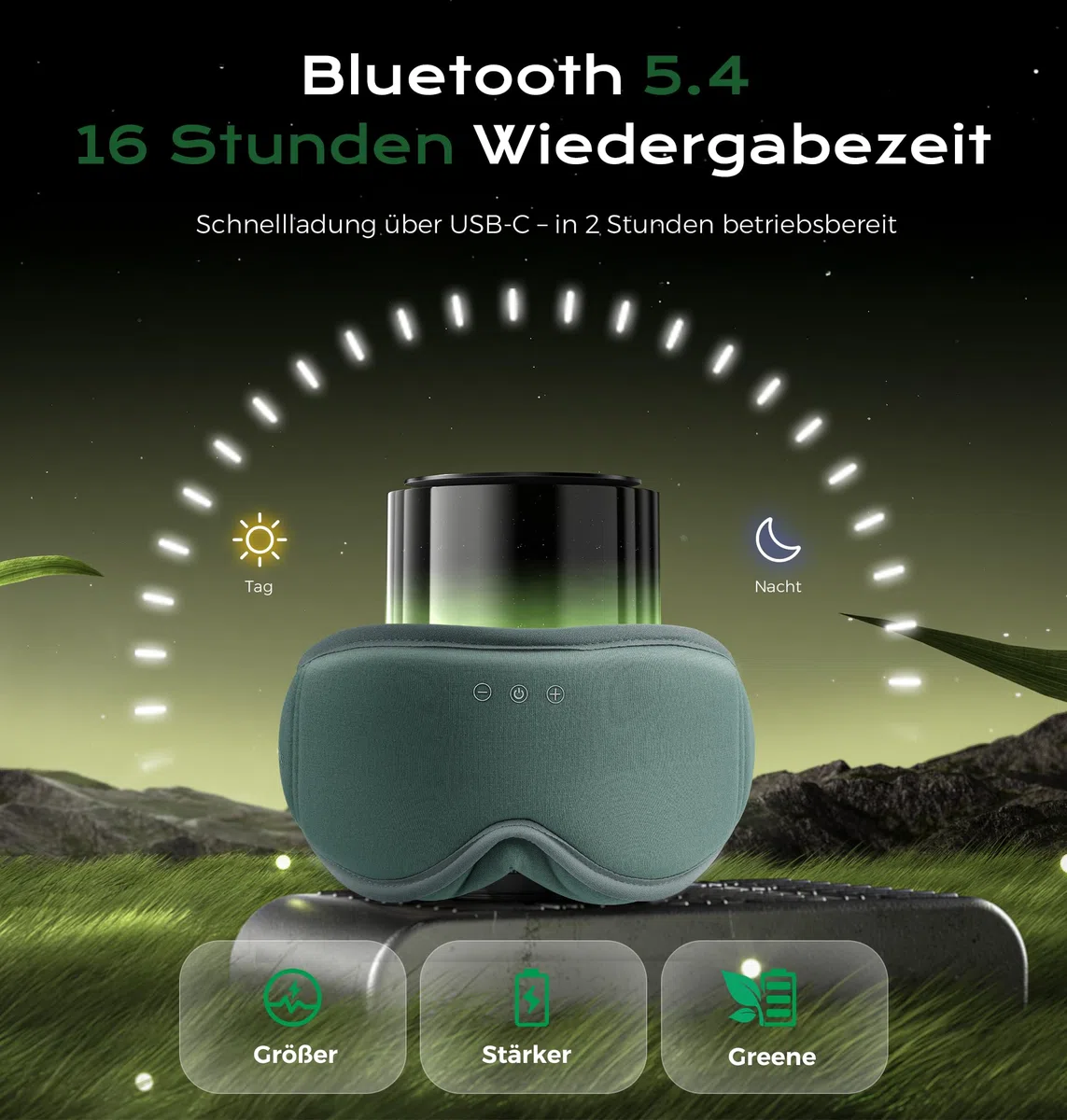 MUSICOZY Schlafmaske mit kopfhörer | 3D Bambus-Baumwolle Schlafkopfhörer