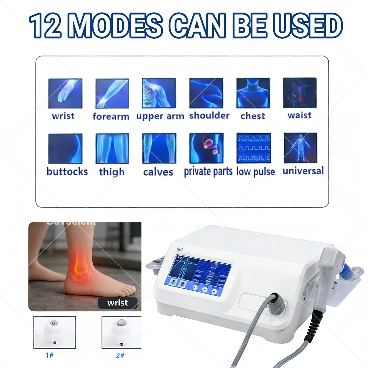 Stoßwellengerät zur Schmerzlinderung, multifunktionales Ganzkörpermassagegerät, 5 Massageköpfe und HD-Touchscreen, für den Heim- und professionellen Gebrauch