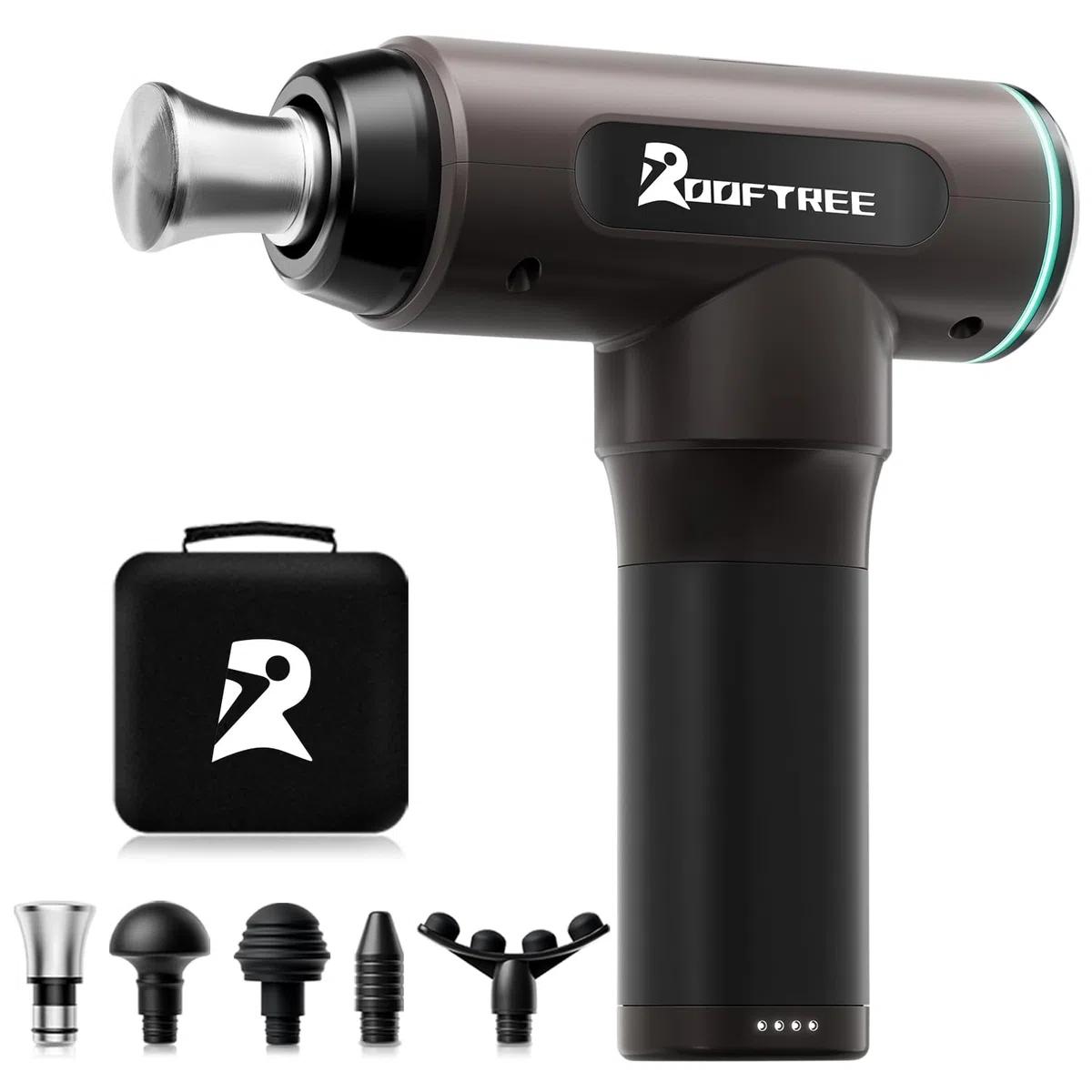 Muscle Massage Gun, Rooftree Portable Deep Tissue Percussion Massage Gun with 5 Massage Heads, Professional Handheld Body Muscle Massager with 10 Hours Battery Life for Home Office Gym - Elite