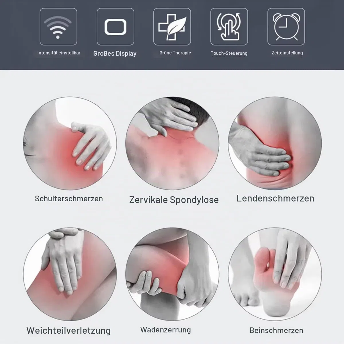 Physiotherapie Gerät - Ultraschall Therapiegerät Massagegerät zur Linderung von Muskel- Gelenkschmerzen mit 5 Intensitätsstufen & 6 Timer für Muskel Schmerz Nerven Entspannung