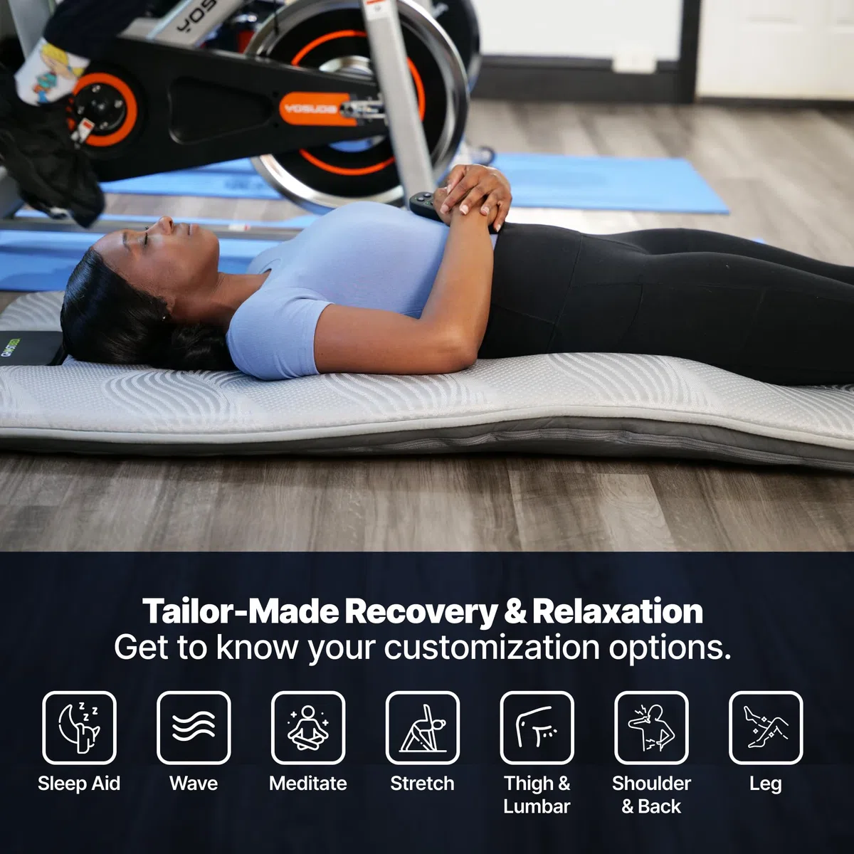 GhostBed Ganzkörper-Massagematte mit 7,6 cm Gel-Memory-Schaum, 7 Programme, beheiztes Massagekissen für Bett, Vibrations- und Wärmetherapie, Massagematten für den ganzen Körper, Bett-Massagegerät,
