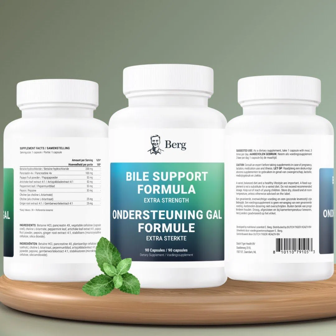 Berg Gallenblasen-Unterstützung Extra Stark – Mit Betain HCL, Pankreatin, Cholin & Verdauungskräutern – 90 Kapseln