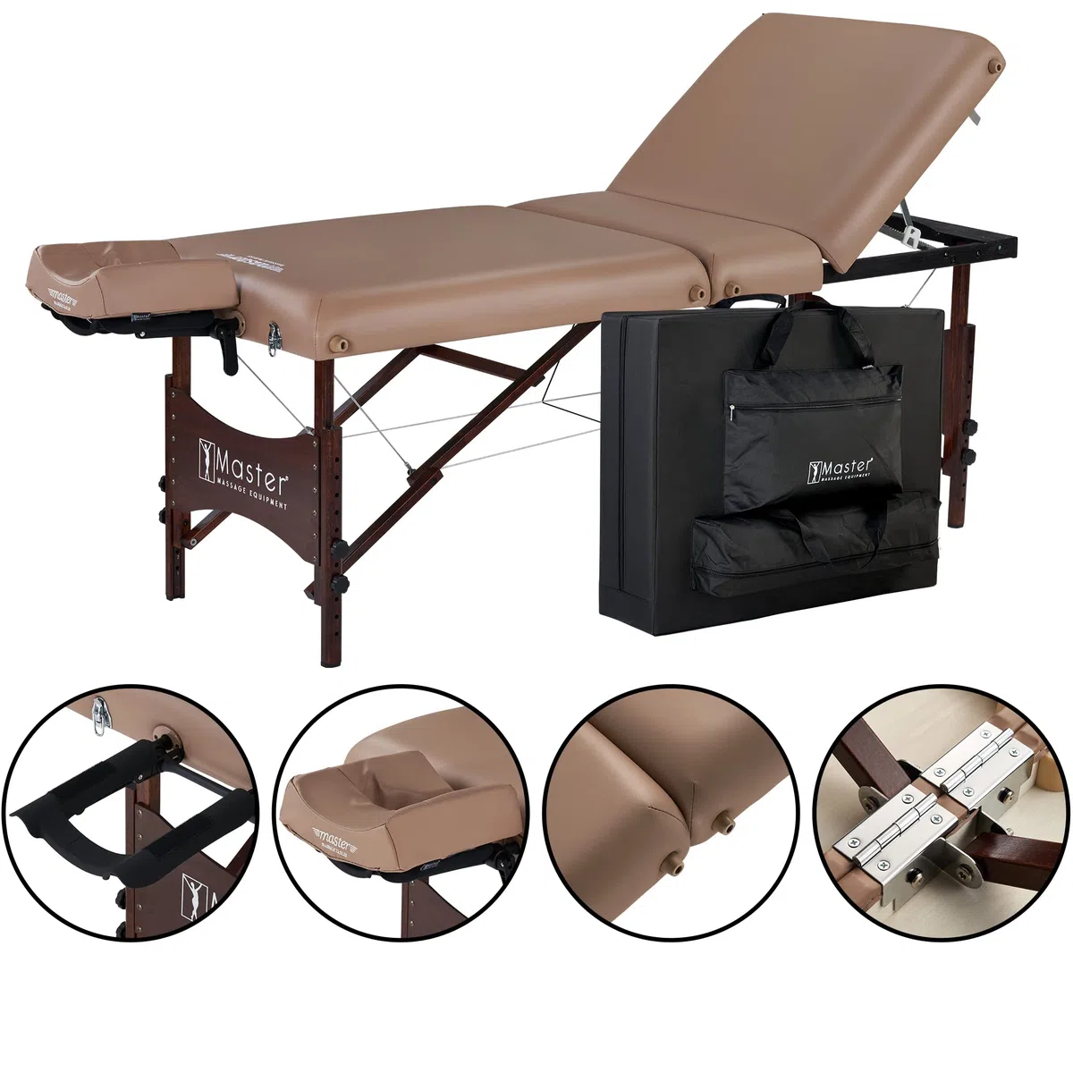 Master Massage 71cm Deauville Pro Tragbarer Salontisch Massageliege mit Rückenbewegung in Otter