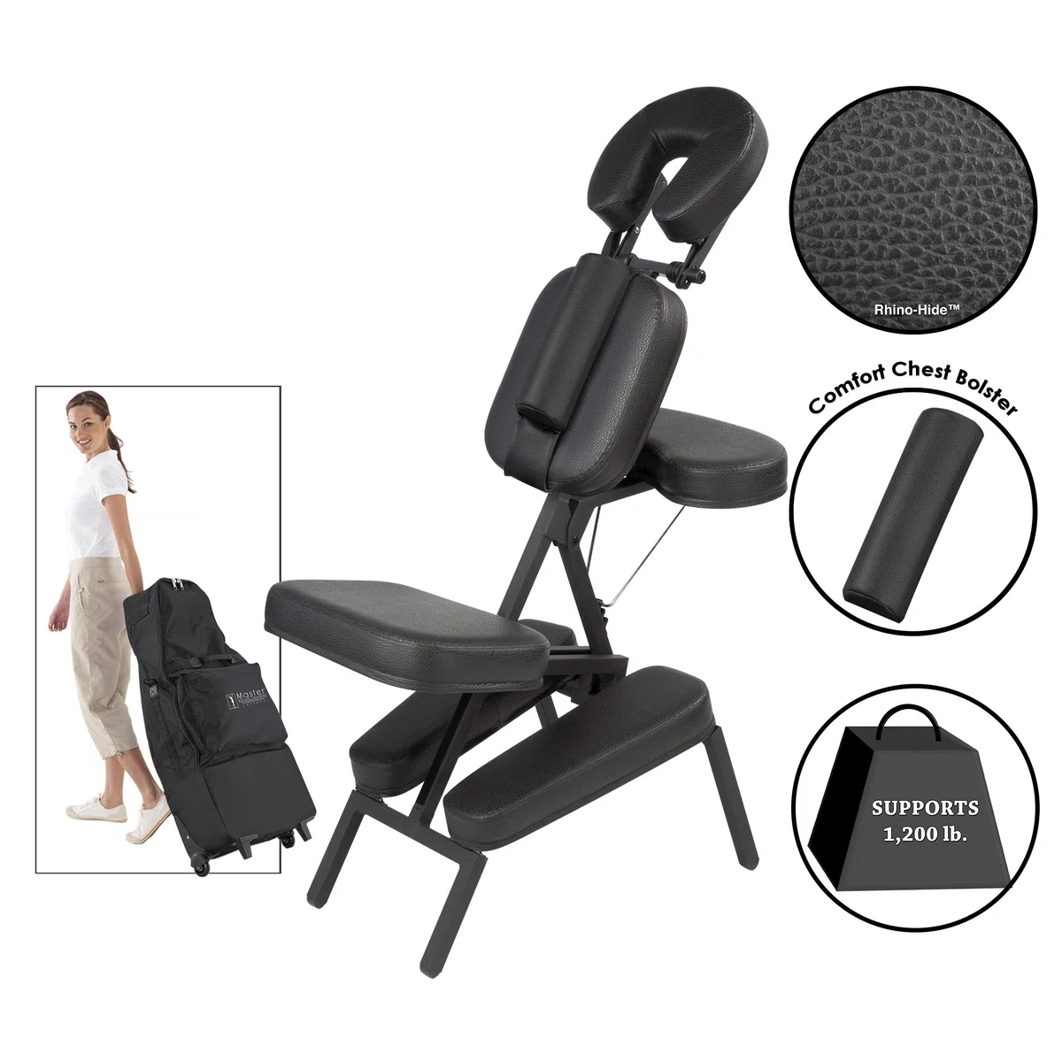 Master Massage Apollo tragbarer Massagestuhl, Schwarz