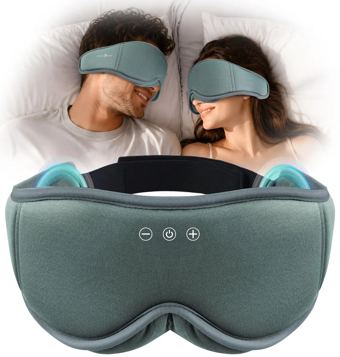 MUSICOZY Schlafmaske mit kopfhörer | 3D Bambus-Baumwolle Schlafkopfhörer