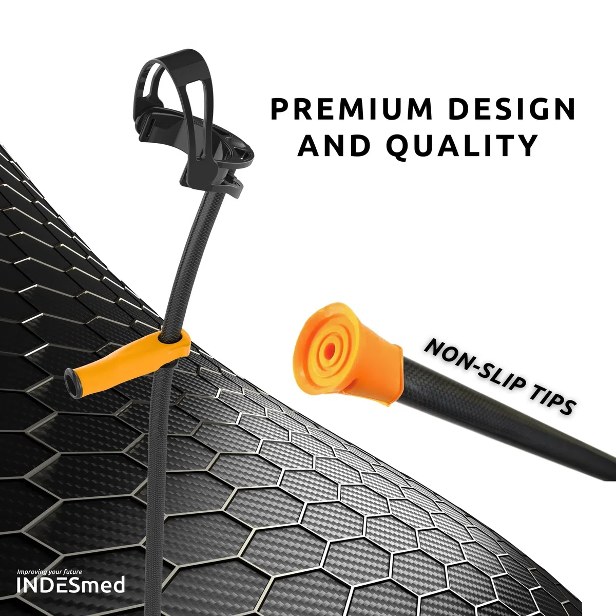 100% Carbon Krücken Luxus Paar | Die leichtesten der Welt (Schwarz, XL)