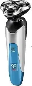 Elektrischer Rasierer für Männer, trocken und nass, wasserdicht, drehbarer Gesichtsrasierer, Gesichtsrasierer, kabellos, Reisen, wiederaufladbar mit Bartschneider, LED-Display für Rasur