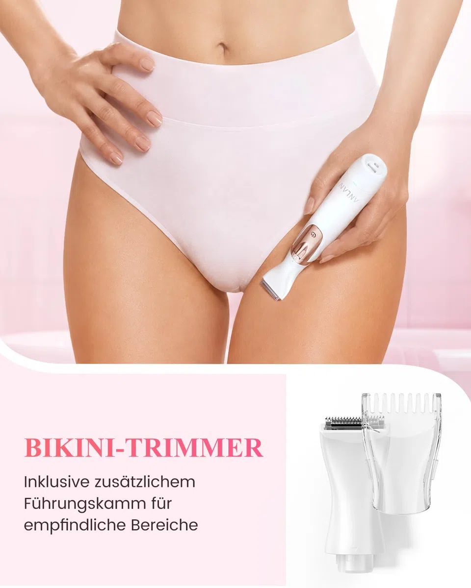 ANLAN Elektrischer Damenrasierer 4 in 1, Intimrasierer Damen & Bikini Trimmer, USB-C Wiederaufladbar, IPX6 Wasserdicht für Nass & Trockenrasur, Körperrasierer für Beine, Achseln, Gesicht & Augenbrauen
