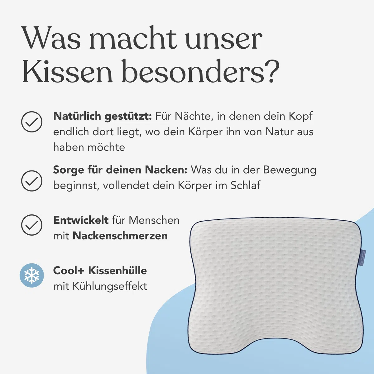 Liebscher & Bracht – kühlendes Nackenstützkissen orthopädisch zur Unterstützung bei Nackenschmerzen 40x55cm – Schlafkissen ergonomisch & höhenverstellbar - mittelfest & fest – Atmungsaktiv & Waschbar