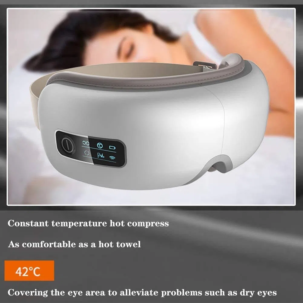 Augenmassagegerät, 6 Funktionen, 5 Modi, elektrisches Augenmassagegerät mit Wärme, Vibration, Luftdruck 4D zur Linderung der Ermüdung der Augen, Bluetooth-Musik, Verbesserung des Schlafes,
