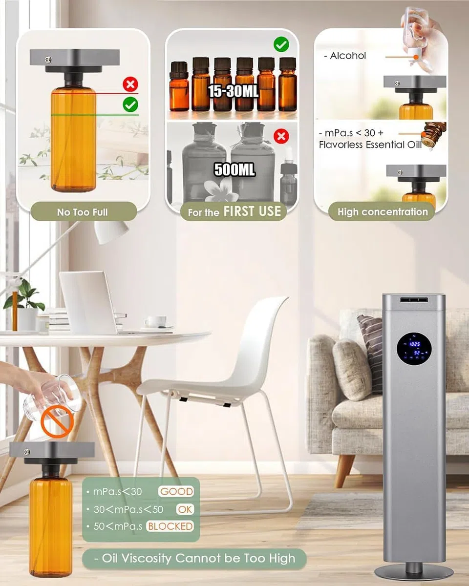 COYEUX 1500-ml-Duftluftmaschine für zu Hause, wasserloser Standdiffusor auf dem Boden, mit intelligenter Steuerung, Abdeckung 2000–3000 m², für Wohnzimmer, Büro