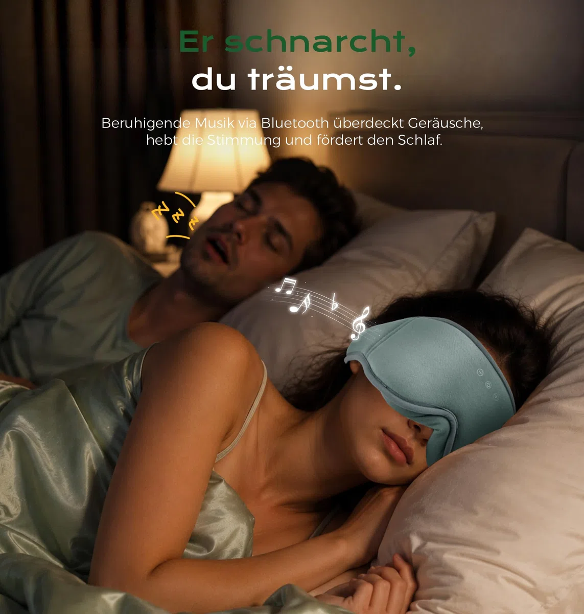 MUSICOZY Schlafmaske mit kopfhörer | 3D Bambus-Baumwolle Schlafkopfhörer