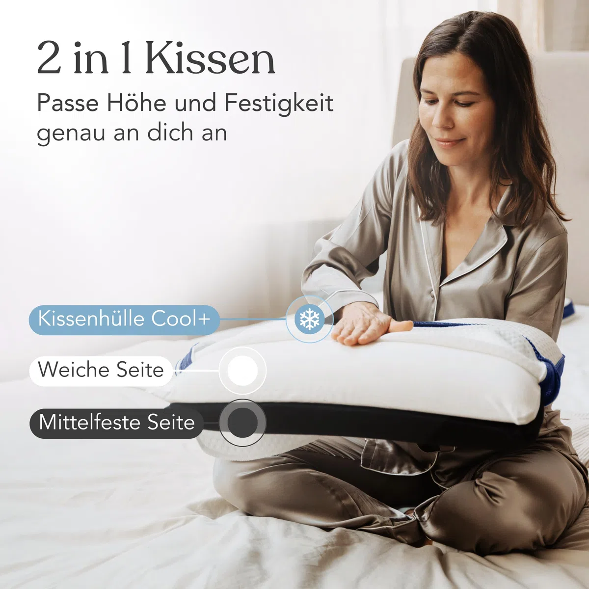 Liebscher & Bracht – kühlendes Nackenstützkissen orthopädisch zur Unterstützung bei Nackenschmerzen 40x55cm – Schlafkissen ergonomisch & höhenverstellbar - mittelfest & fest – Atmungsaktiv & Waschbar