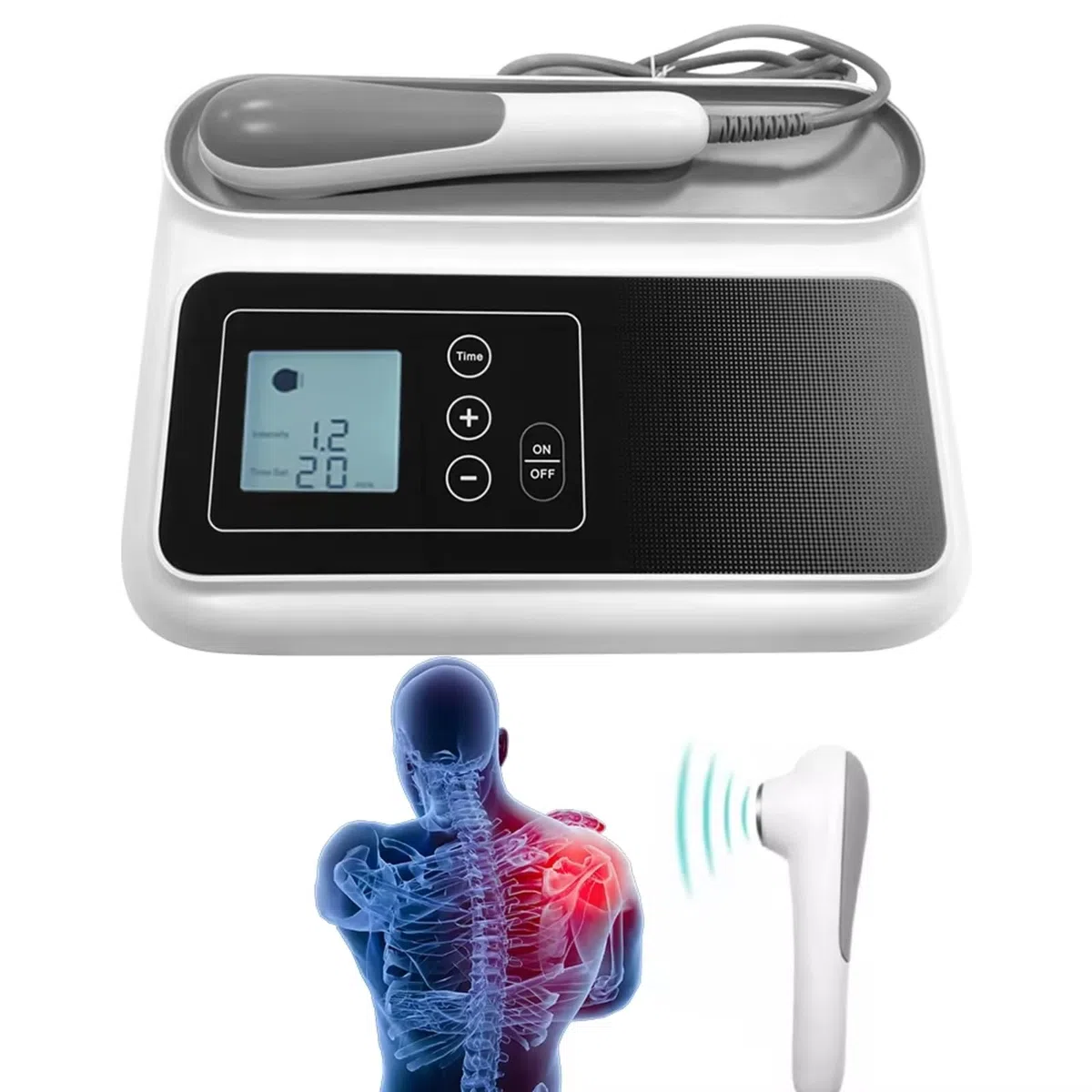Physiotherapie Gerät - Ultraschall Therapiegerät Massagegerät zur Linderung von Muskel- Gelenkschmerzen mit 5 Intensitätsstufen & 6 Timer für Muskel Schmerz Nerven Entspannung