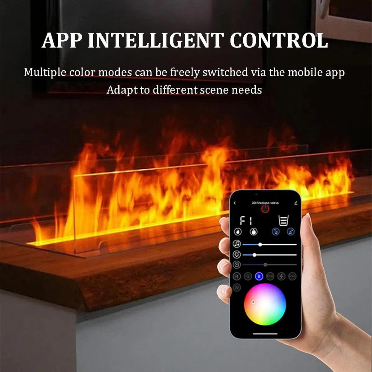 Dekorativer Elektrischer Wasserdampf-Kamin-Luftbefeuchter Mit 3D-Zerstäubungsflamme, Farbe Der Flamme In Farben Einstellbar Elektrischer Kamin, Automatische Wasserfüllung, Fernbedienung/Touchscreen