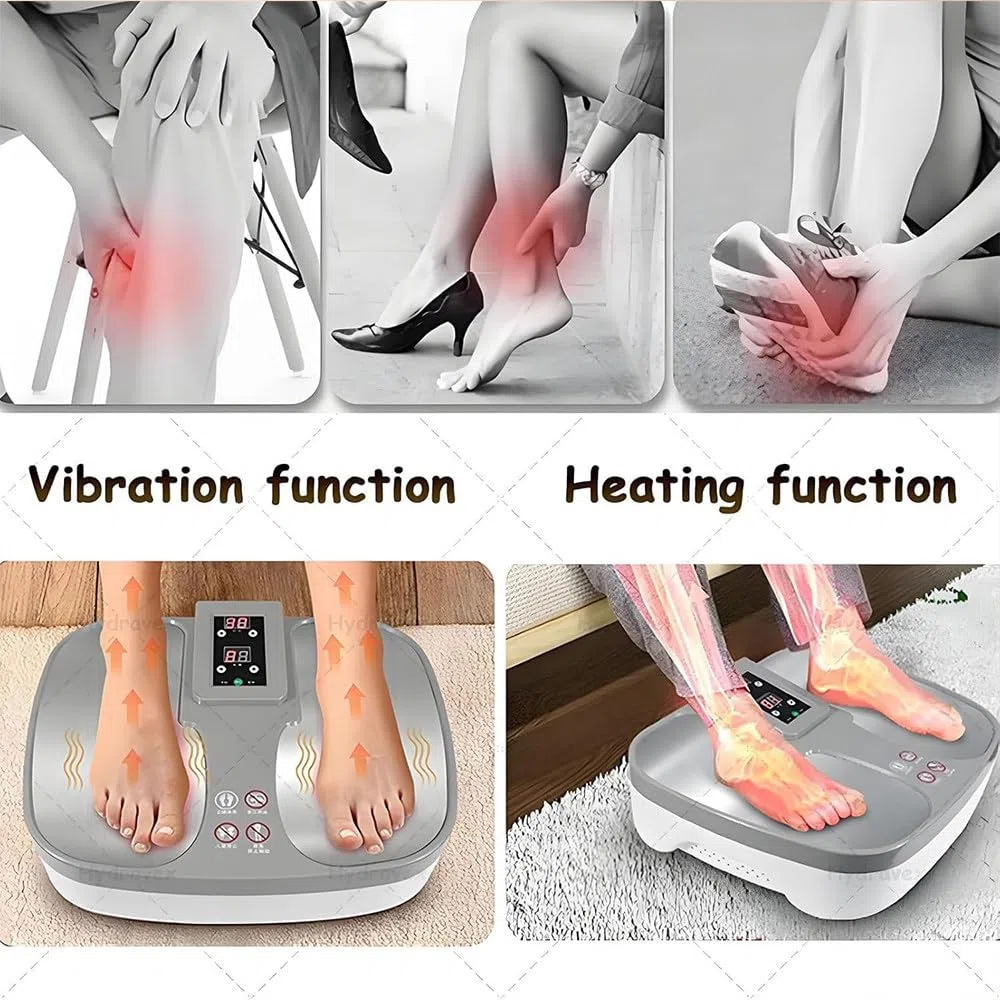 Terahertz-Fußmassagegerät – Kontinuierliche, wohltuende Massage zur Förderung der Durchblutung, Elektromassagegerät mit Ferninfrarot, Qi- und Durchblutungstherapie, inklusive Fernbedienung.