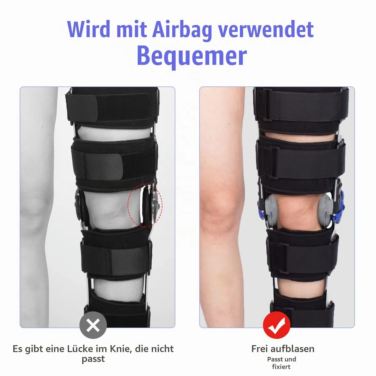 Knieorthese Verstellbare Knieschiene Stabilisierung ROM Post-Op Knie-Wegfahrsperre Verstellbare Knie-Wegfahrsperre mit seitlichen Beinstabilisatoren für Meniskusrisse (Zusätzlicher Schultergurt)