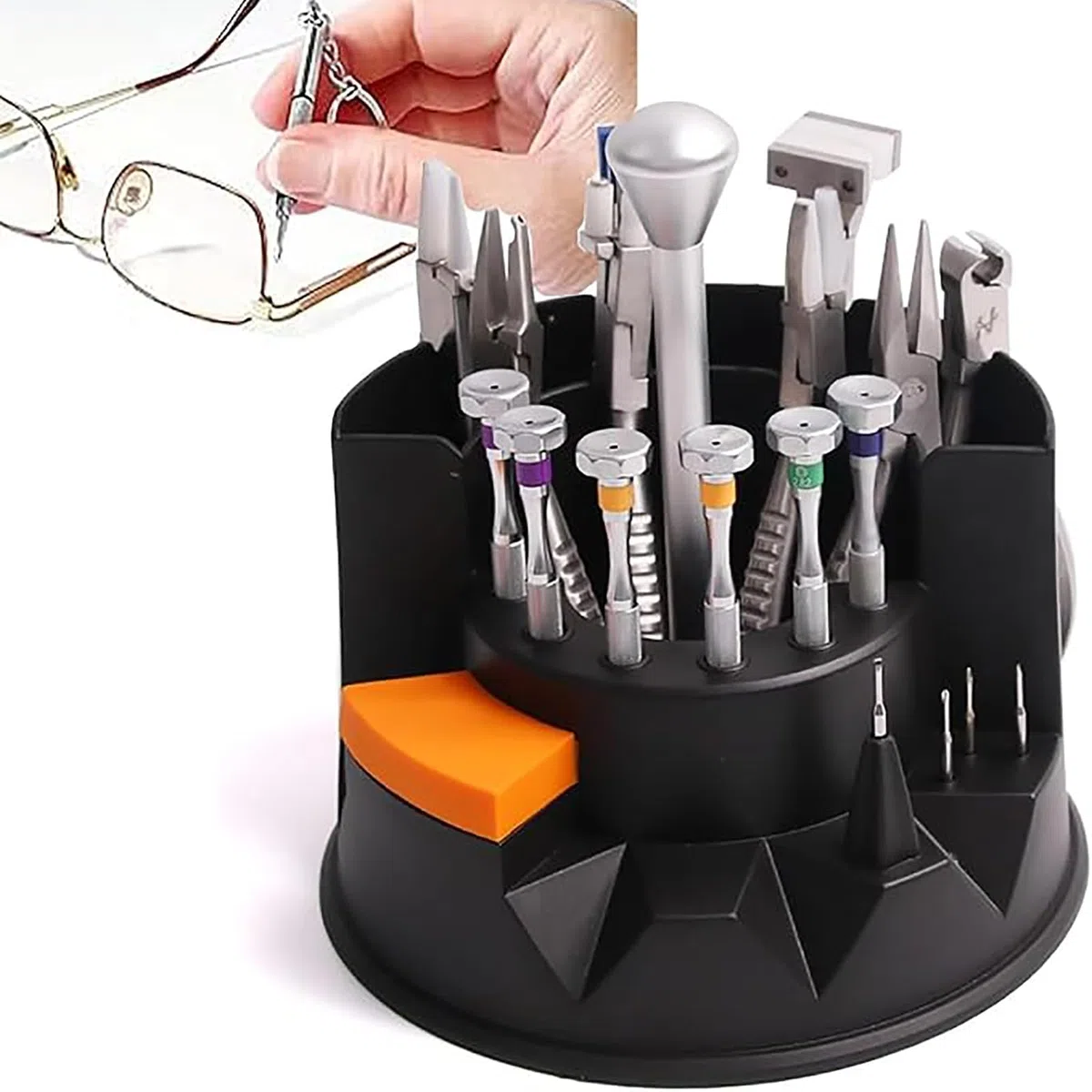 Brillenreparaturwerkzeug-Set, Multifunktionszange mit Schraubendreher, Edelstahl für Brillenpflege und Fixierung
