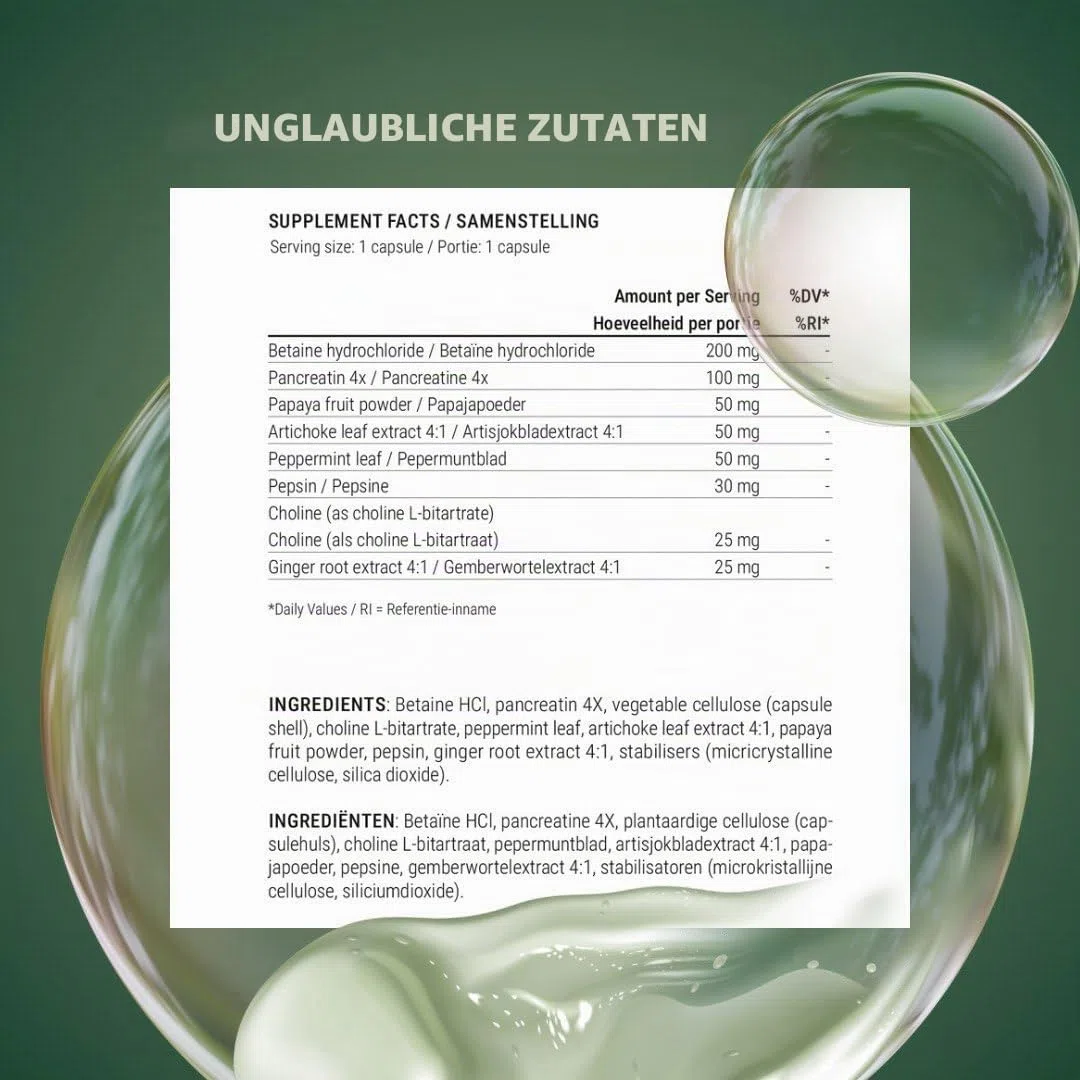 Berg Gallenblasen-Unterstützung Extra Stark – Mit Betain HCL, Pankreatin, Cholin & Verdauungskräutern – 90 Kapseln