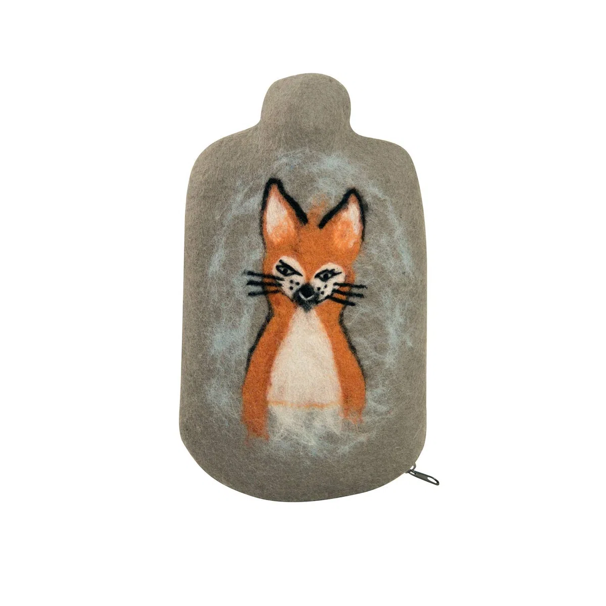 Hugo Frosch Öko-Wärmflasche Kinder 0,8 l mit Merino-Filzbezug Fuchs Grau