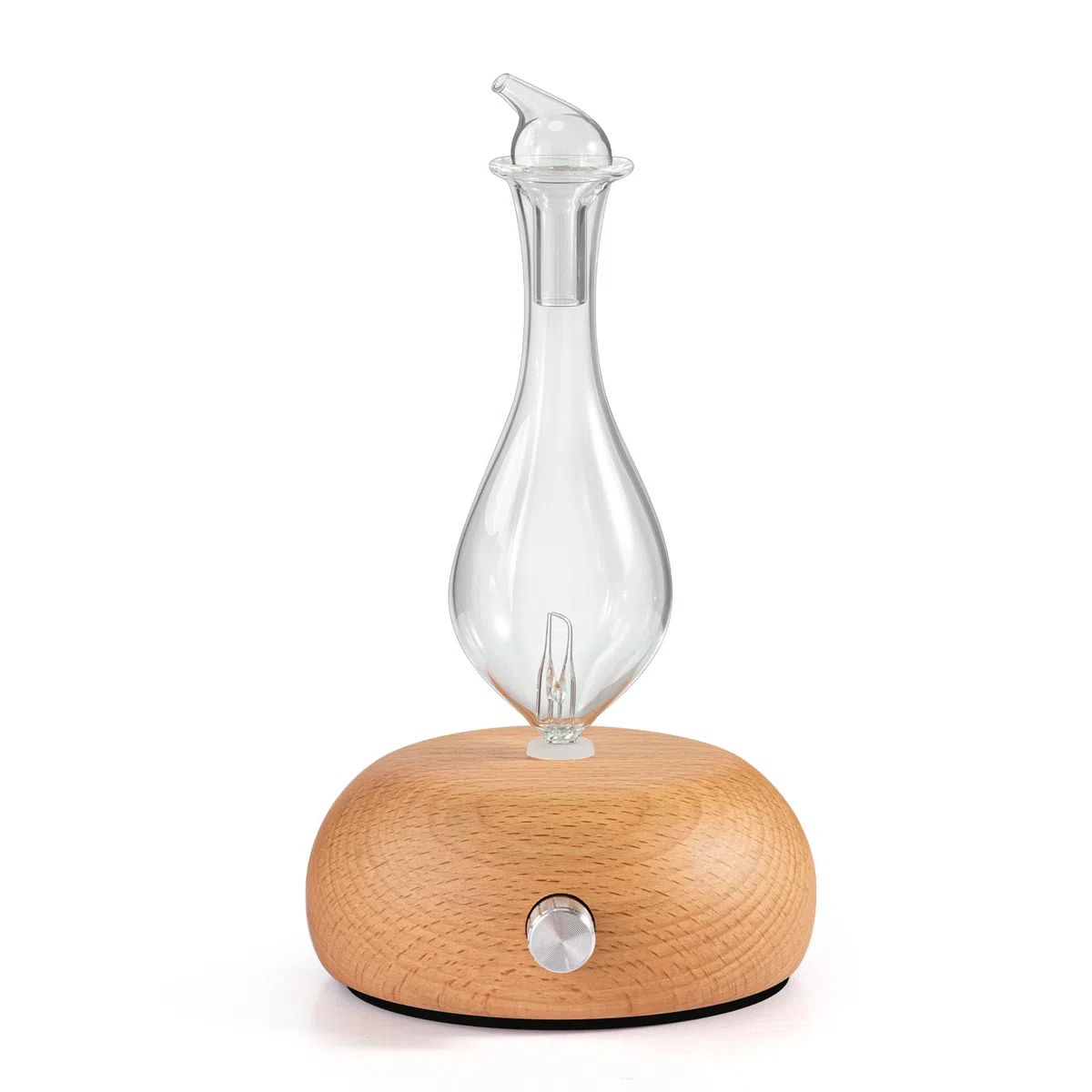 Vernebelungsdiffusor für reines ätherisches Öl, Aromatherapie-Diffusor, Holzsockel & Glasdiffusor für Zuhause, Keine Hitze, kein Wasser