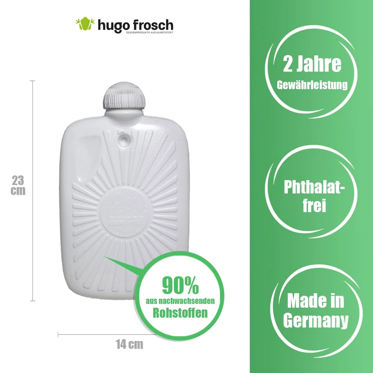 Hugo Frosch Öko-Wärmflasche Kinder 0,8 l mit Merino-Filzbezug Fuchs Grau