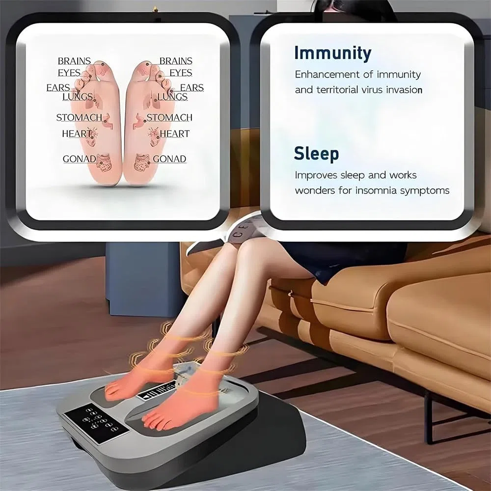 Terahertz-Fußmassagegerät – Kontinuierliche, wohltuende Massage zur Förderung der Durchblutung, Elektromassagegerät mit Ferninfrarot, Qi- und Durchblutungstherapie, inklusive Fernbedienung.
