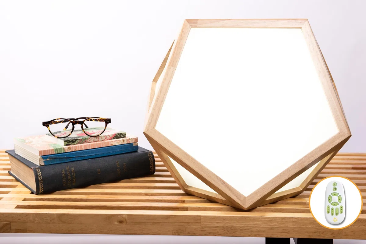 DayBright Light Therapy Lamp Full Spectrum, 10,000 LUX, UV-Free, Full Size, Adjustable Light Crafted from Solid Wood